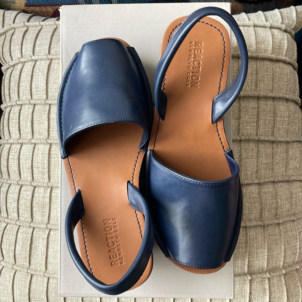 Fine Glass Wedge Kenneth Cole Reaction, Color-Navy Bleu, Size 7